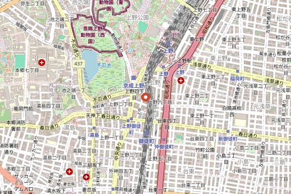 Map showing Ameyoko Centre Building basement in Tokyo