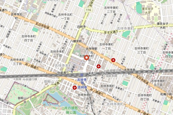 Map showing Harmonica Yokocho in Tokyo