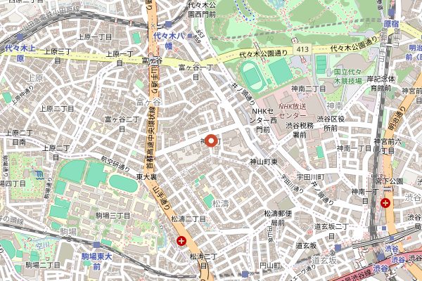 Map showing Shibuya Cheese Stand in Tokyo