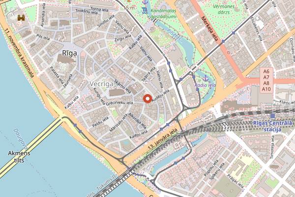 Map showing Big Bad Bagels Audēju in Riga