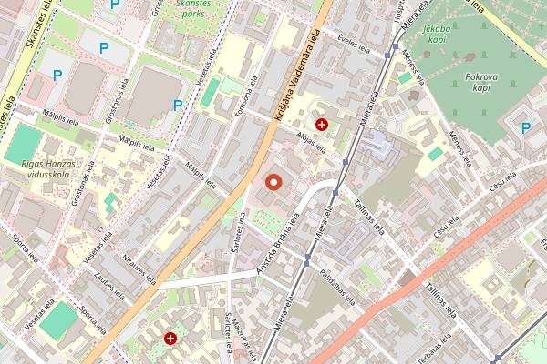 Map showing Valmiermuiža Beer Embassy in Riga