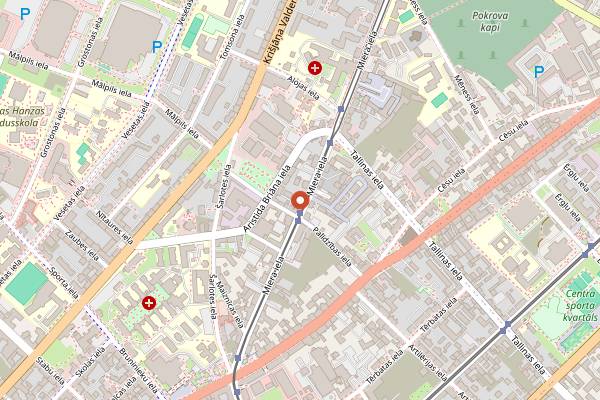 Map showing Rocket Bean Cafe Miera in Riga