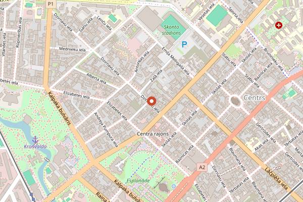 Map showing Rocket Bean Cafe Dzirnavu in Riga