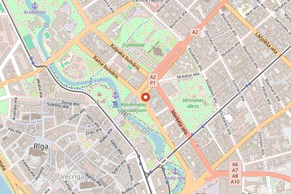 Map showing Rocket Bean Cafe Rainis in Riga