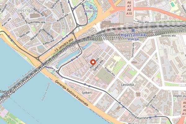 Map showing Rīgas Centrāltirgus in Riga