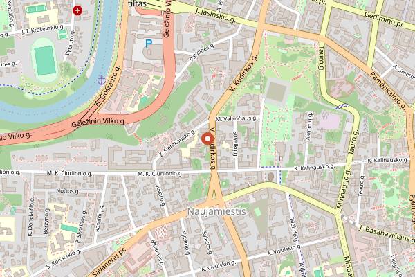 Map showing Crooked Nose (V. Kudirkos) in Vilnius