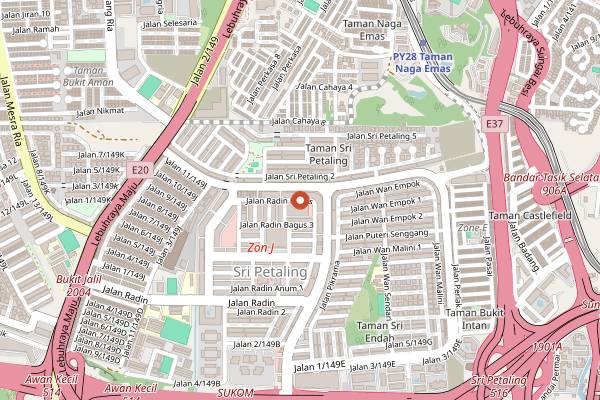 Map showing The Roti Man Bakery in Kuala Lumpur