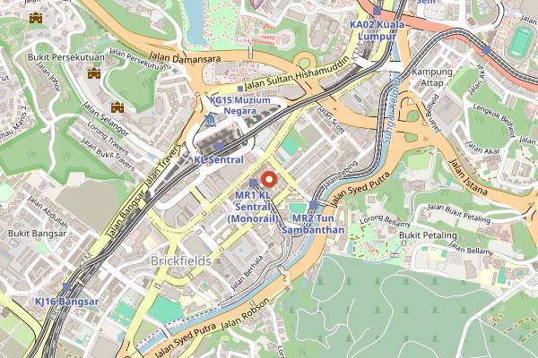 Map showing Brickfields Goreng Pisang in Kuala Lumpur