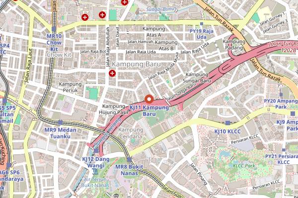 Map showing Kampung Baru Ramadan Bazaar in Kuala Lumpur