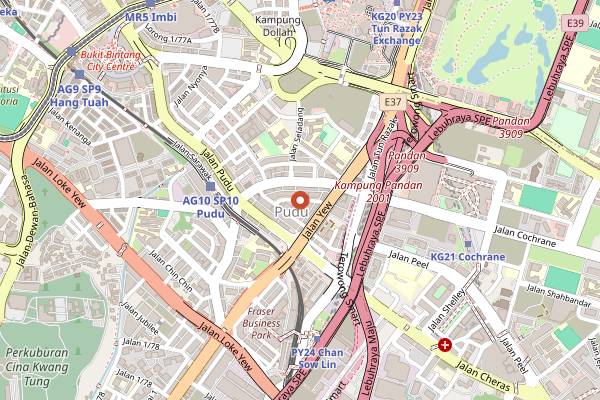 Map showing Pudu Pasar Wanton Mee in Kuala Lumpur