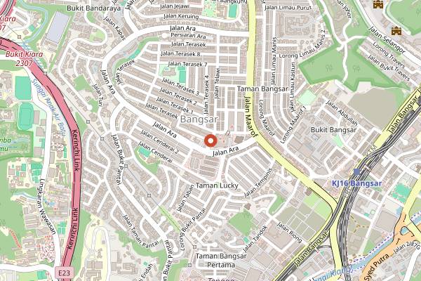 Map showing Bangsar Sunday Market in Kuala Lumpur