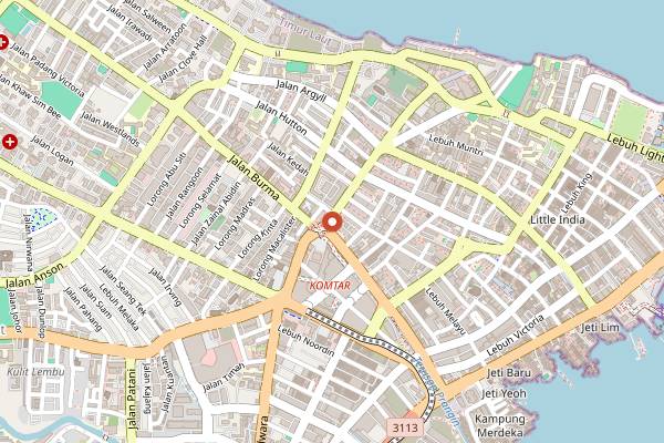 Map showing Joo Hooi Cafe in Penang