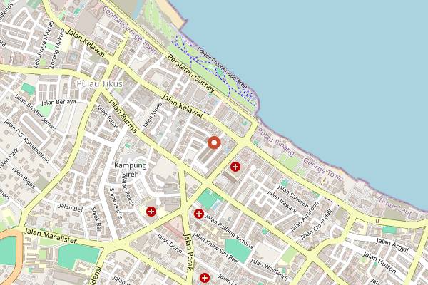 Map showing Chapel Street Café in Penang