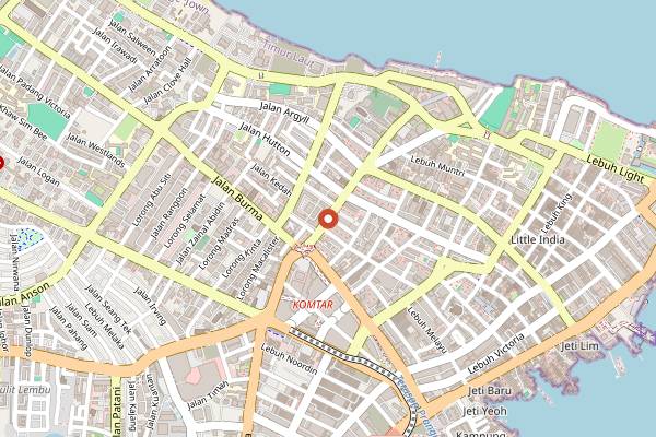 Map showing Kheng Pin Cafe in Penang