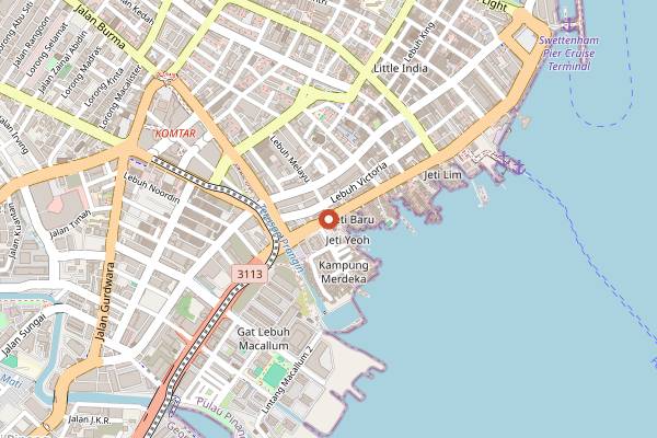 Map showing The Pinn in Penang
