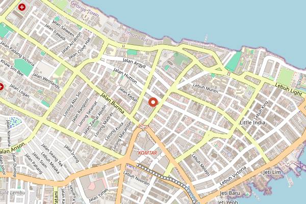 Map showing Bee Hwa Cafe in Penang