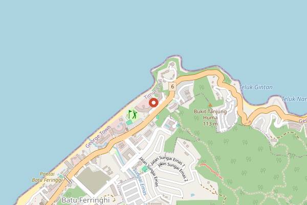 Map showing Feringgi Grill in Penang