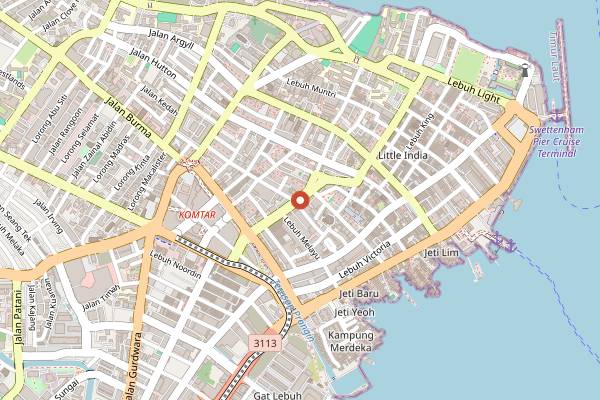 Map showing Pitt Street Koay Teow Soup in Penang