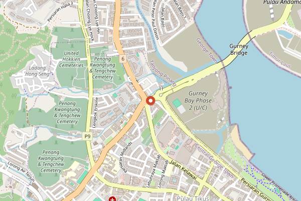 Map showing Gurney Drive Hawker Centre in Penang