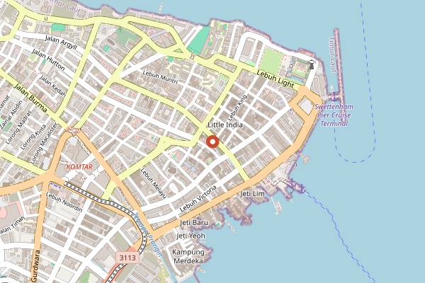 Map showing Restoran Kapitan in Penang