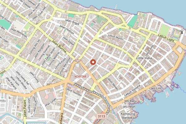 Map showing Super Star Koay Teow Soup in Penang