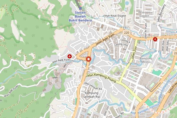 Map showing Air Itam Market in Penang
