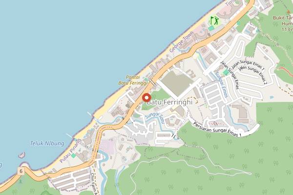 Map showing Batu Ferringhi Night Market in Penang