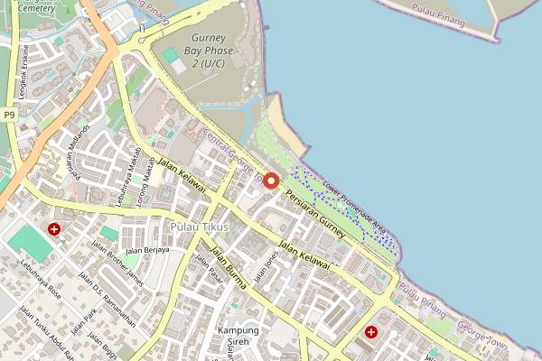 Map showing Bali Hai Seafood Market in Penang