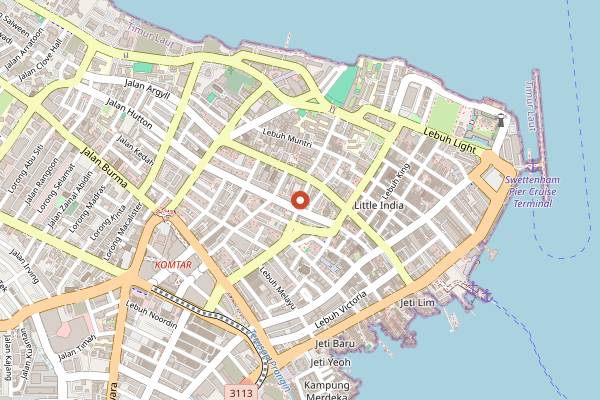 Map showing Tek Sen in Penang