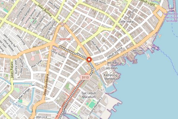 Map showing Bridge Street Prawn Noodle in Penang