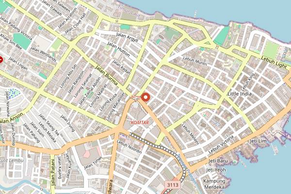 Map showing Penang Road Famous Laksa in Penang