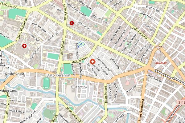 Map showing Siam Road Char Koay Teow in Penang
