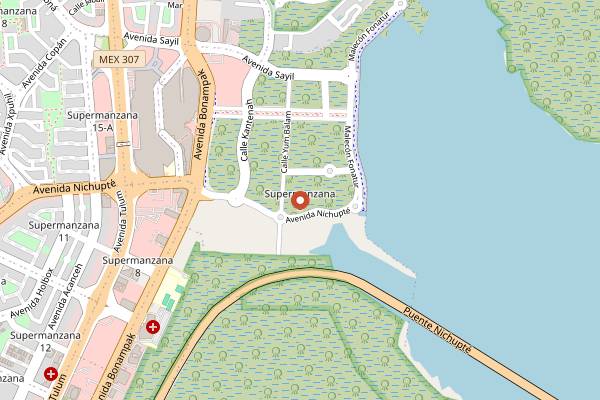 Map showing María Luna in Cancún