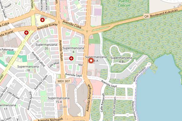 Map showing Patravali Indian Cuisine in Cancún