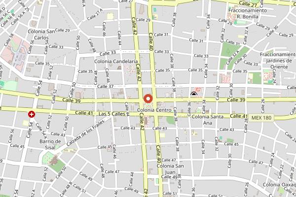 Map showing Valladolid (Hostería del Marqués) in Cancún
