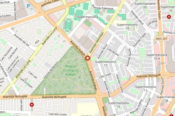 Map showing El Huerto del Edén in Cancún