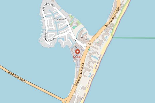 Map showing La Pizzarra Plaza La Isla in Cancún