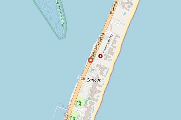 Map showing Cenacolo La Isla in Cancún