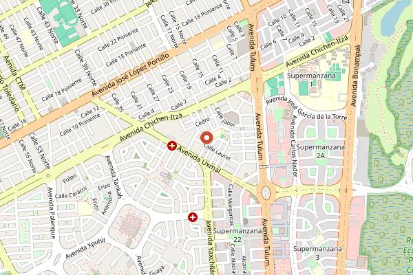 Map showing Tulaka México: downtown Cancún in Cancún
