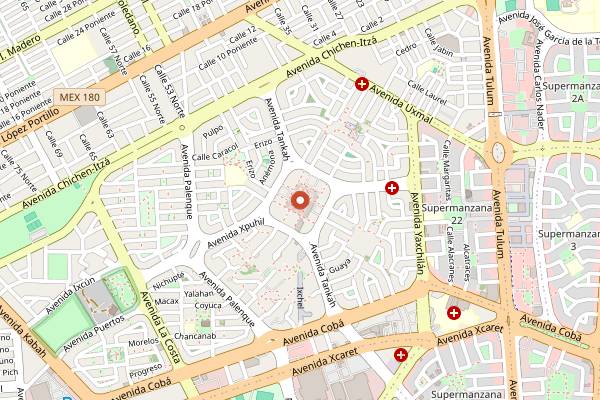 Map showing Mercado 28 in Cancún