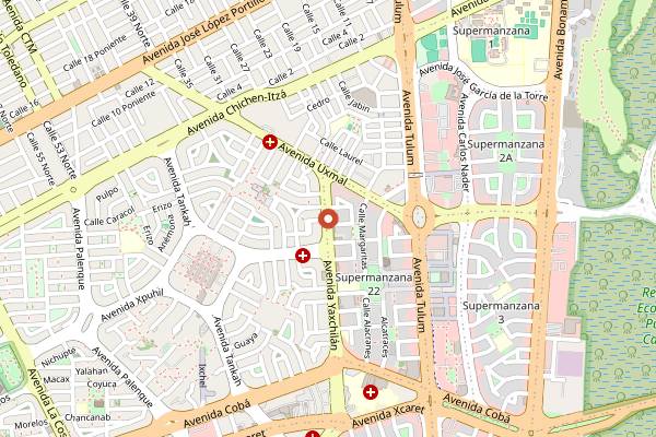 Map showing La Parrilla in Cancún