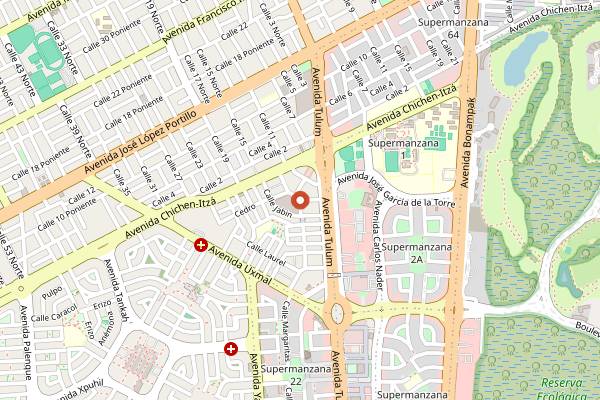 Map showing Mercado 23 fondas in Cancún