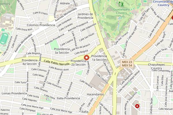 Map showing Masa Madre La Boutique del Trigo in Guadalajara