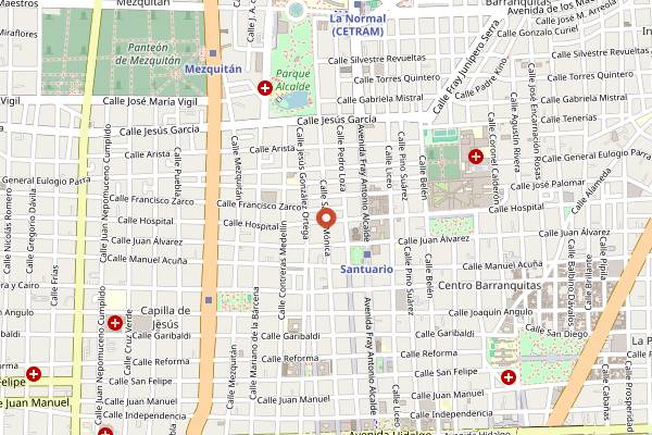 Map showing Terraza Angelo in Guadalajara