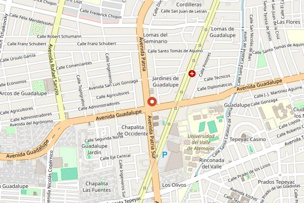 Map showing Cafe 5PM in Guadalajara