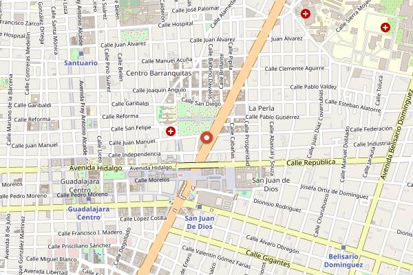 Map showing Cafe Madoka in Guadalajara