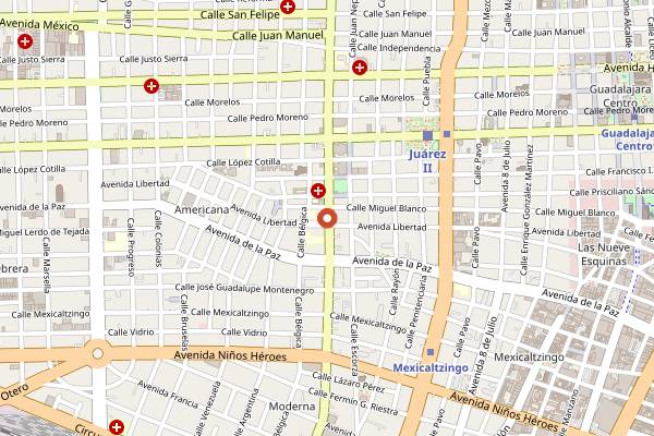 Map showing RinTinTin Cafe in Guadalajara