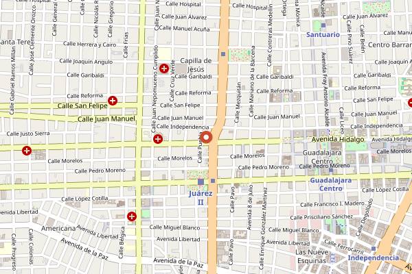 Map showing Cafe Tenango in Guadalajara
