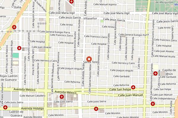 Map showing Karne Garibaldi in Guadalajara