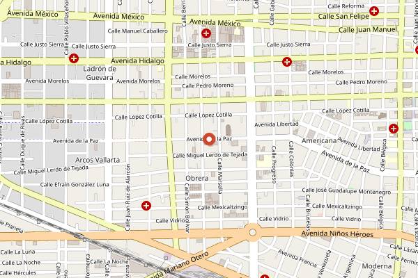 Map showing Mole and Birria Class in Guadalajara